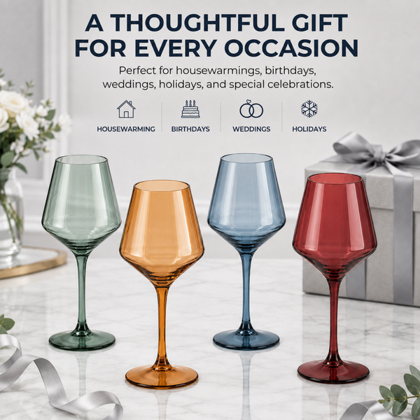 Floating Shatterproof Wine Glasses | Muted Colors | Set of 4, 16 oz