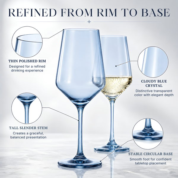 Tonal Stemmed Wine Glassware, Cloudy Blue, Set of 2