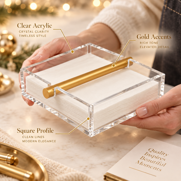 Clear & Gold Napkin Holder – 7