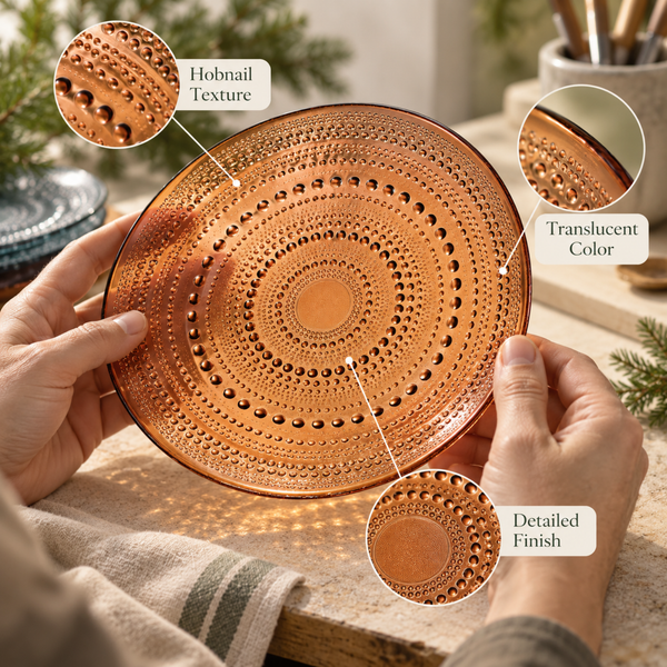 Tonal Hobnail Glass Plate, Set of 4