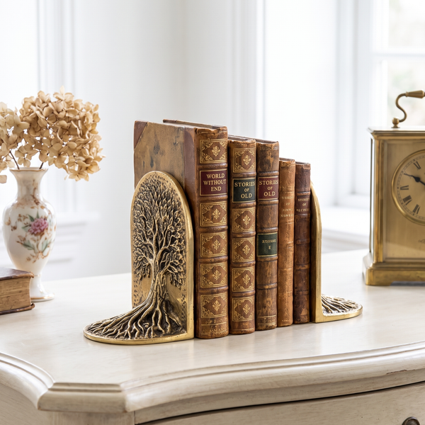 Tree of Life Metal Bookends Set of 2 – Decorative Shelf & Office Décor