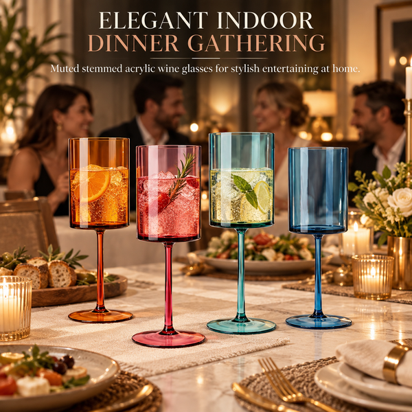 Eze Acrylic Stemmed Wine Glassware, Set of 4