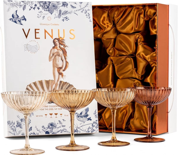 Venus Seashell Coupe Glasses Set of 4 8 oz
