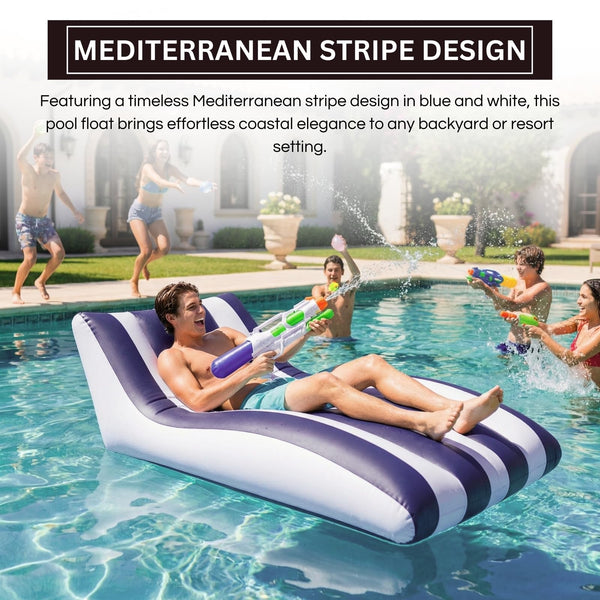 Mediterranean Stripe Lounger, 1 Piece, 60x32 Inch Blue