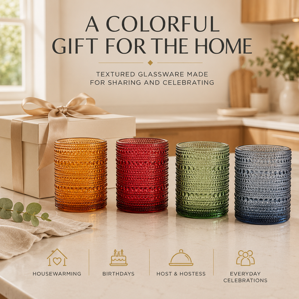 Tonal Hobnail Lowball Glassware, Set of 4
