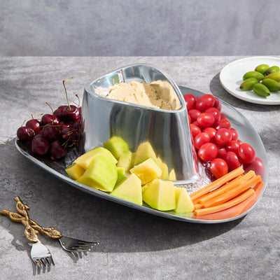 Cowboy Hat Chip and Dip Serving Bowl Silver Brass Snack, Western Candy & Salad Bowl - Chip n Dip All American Hat Centerpiece Serving Platter for Nuts, Salsas, Food, Serveware Decor Entertaining 1PC