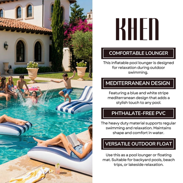 Mediterranean Stripe Lounger, 1 Piece, 60x32 Inch Blue