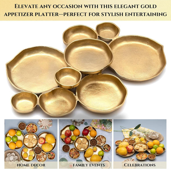 Cluster Decorative Bowls, Bright Gold Brass - Decoration, Snack Tray Bowl, Chip and Dip Strong Brass Beautiful Room Accent, Perfect for Entertaining, Parties, Home & Wedding 22