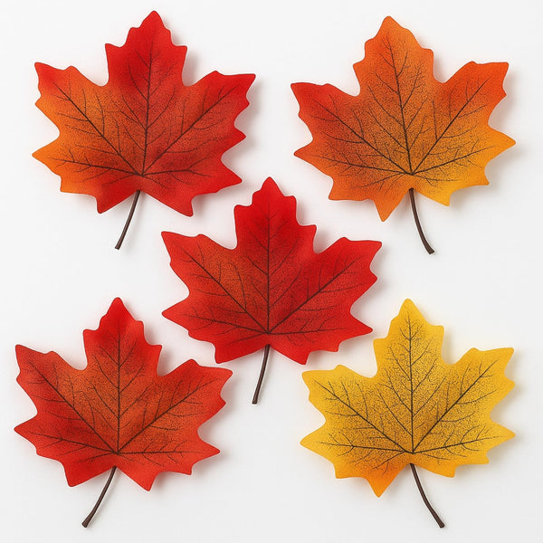 Artificial Maple Leaves 6 Colors Fall 150 PCS Winter, Summer Autumn Leaf Decorations