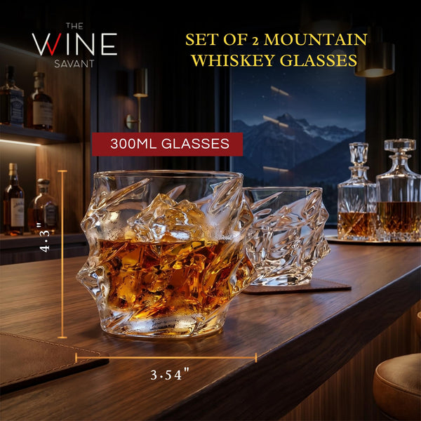 Storm Japanese Crystal Whiskey Glasses Set of 2 | 10oz