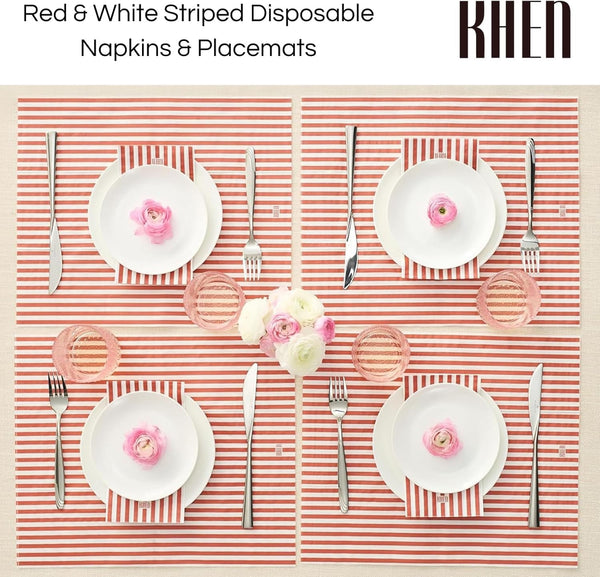 Khen Napkin Placemat Stripe Red Set of 50