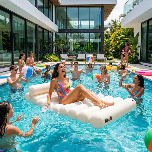 Bubble White Pool Lounger Float, Single, Regular Size Neoprene Inflatable Floating