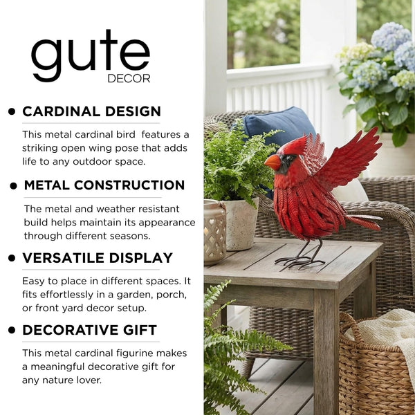 Cardinal Garden Decor Metal Yard Art: Red Bird Outdoor