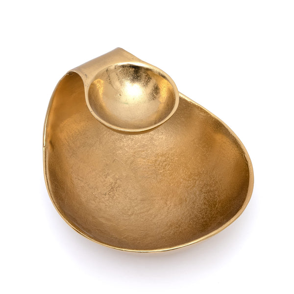 Chip and Dip Serving Bowl Gold Brass Tiered Snack, Candy & Salad Bowl Decorative Centerpiece Serving Platter for Nuts, Chip and Dip, Salsas, Food Tray, Serveware Home Decor Gift Entertaining 1PC