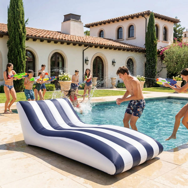 Mediterranean Stripe Lounger, 1 Piece, 60x32 Inch Blue