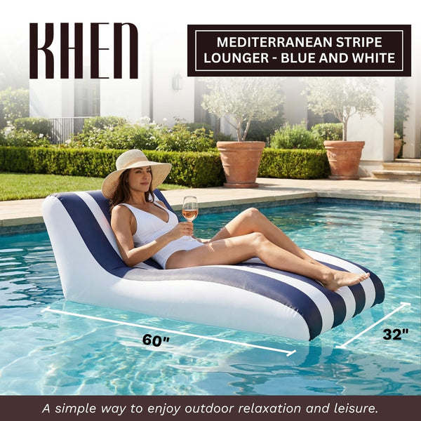 Mediterranean Stripe Lounger, 1 Piece, 60x32 Inch Blue