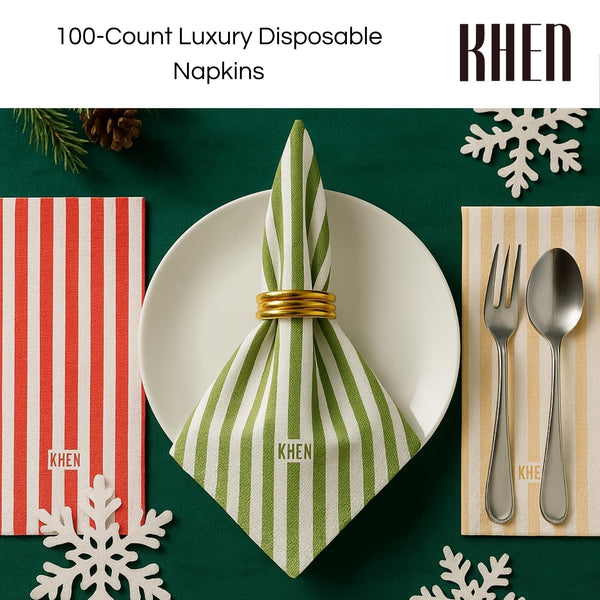 Tonal Striped Disposable Napkin Set 100 Pieces