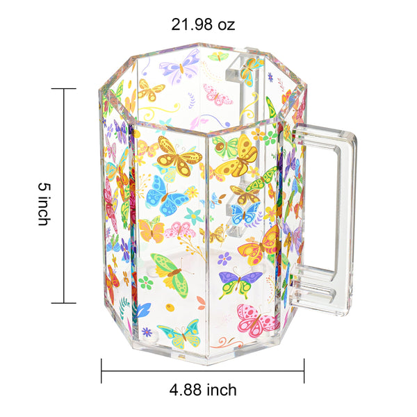 Butterfly Lucite Acrylic Washing Cup with Dual Handles