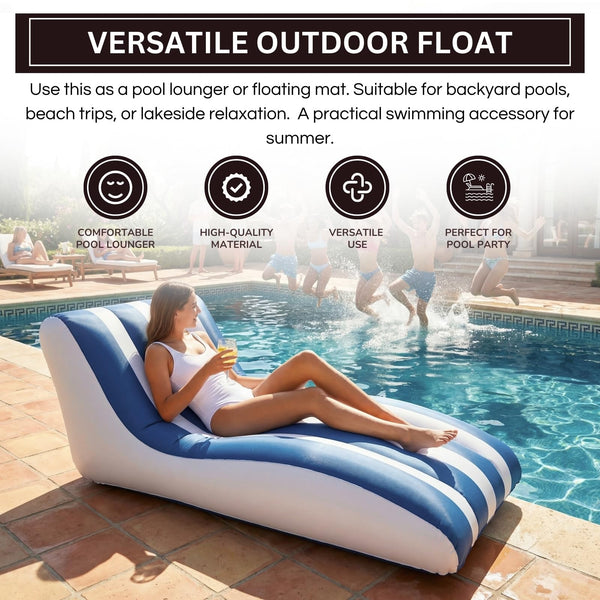 Mediterranean Stripe Lounger, 1 Piece, 60x32 Inch Blue