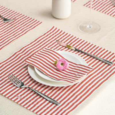 Tonal Striped Disposable Napkin Set in Stripe Red, 50 Pieces