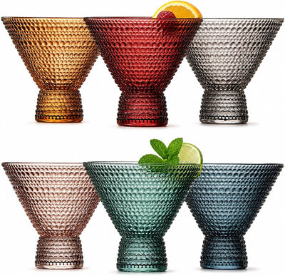 Tonal Hobnail Martini Cocktail Glassware, Set of 6