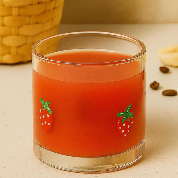 Khen Strawberry Glass Tumbler Vintage Aesthetic Drinkware Lightweight Romantic Barware Collectible Glass Cup - 12oz