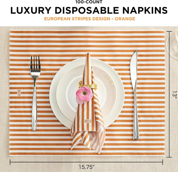 Khen Napkin Placemat Stripe Orange Set of 50