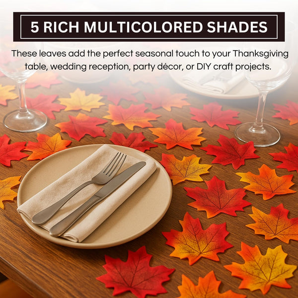 Artificial Maple Leaves 6 Colors Fall 150 PCS Winter, Summer Autumn Leaf Decorations
