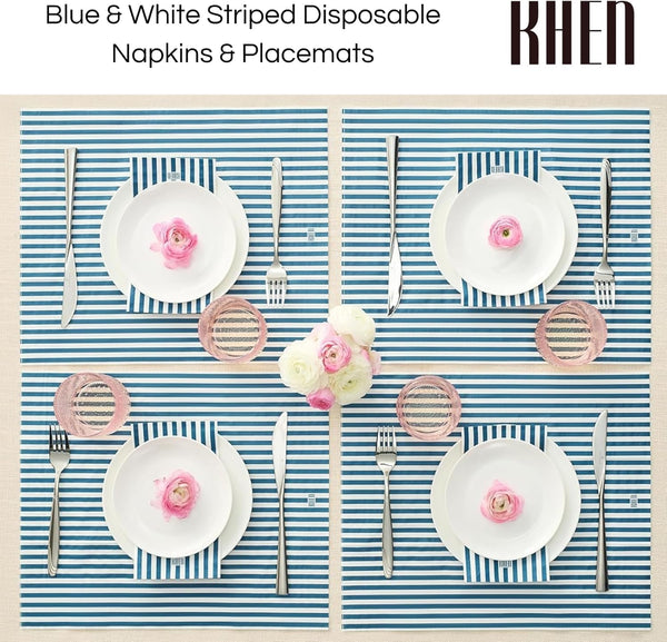 Khen Napkin Placemat Stripe Blue Set of 50