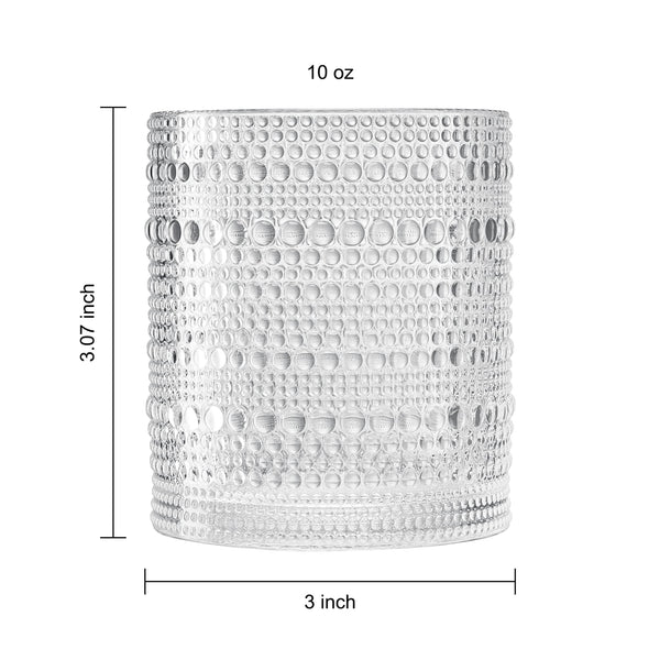 Khen Hobnail Drinking Glasses with Straws | Clear Colors | Set of 6