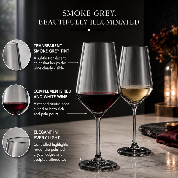 Tonal Stemmed Wine Glassware, Smoke Grey, Set of 2