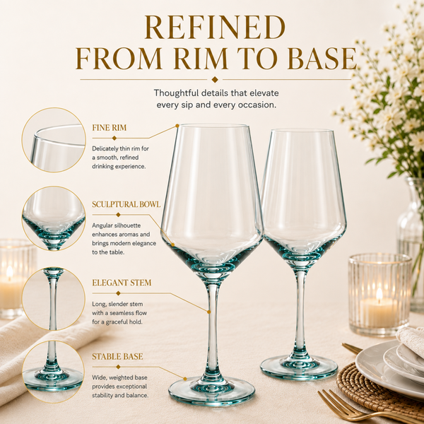 Tonal Stemmed Wine Glassware, Forest Green, Set of 2