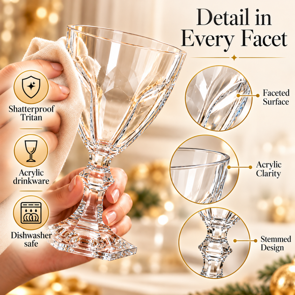 Acrylic Crystal-Style Stemmed Wine Glasses Set of 2