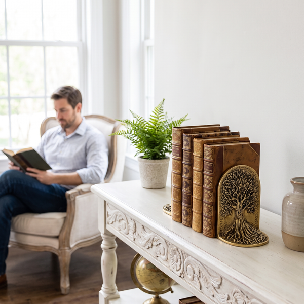 Tree of Life Metal Bookends Set of 2 – Decorative Shelf & Office Décor