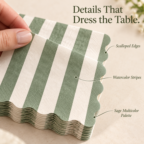 Mixed Scalloped Cotton Napkins, Cranberry Cloudy Blue Orange Green