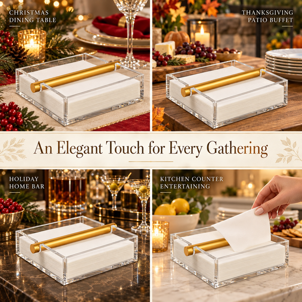 Clear & Gold Napkin Holder – 7