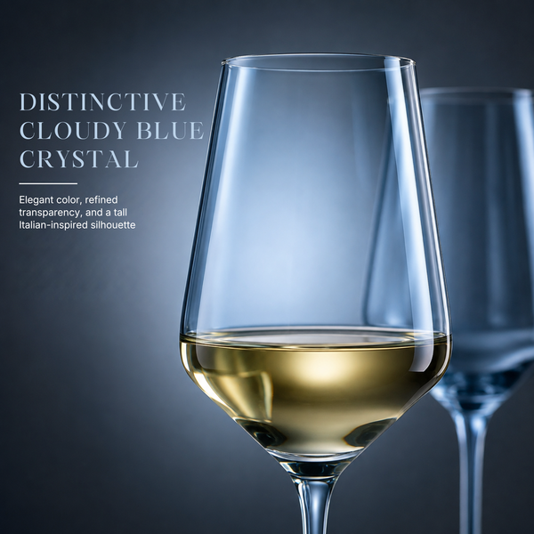 Tonal Stemmed Wine Glassware, Cloudy Blue, Set of 2