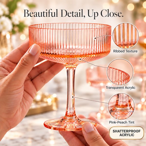 Madrid Acrylic Champagne Coupe Cocktail Glassware, Set of 4