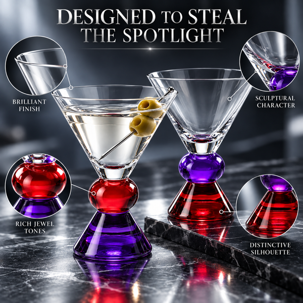 Sapphire & Crimson Gem Martini Glassware - large
