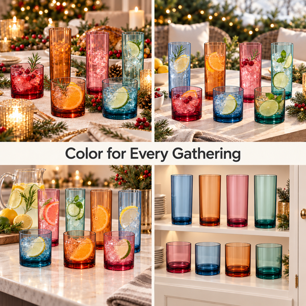Eze Acrylic Lowball & Highball Glassware, Set of 8