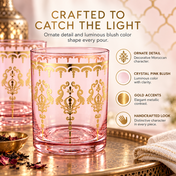 Moroccan Whiskey & Cocktail Glass | Pink & Clear | Set of 2