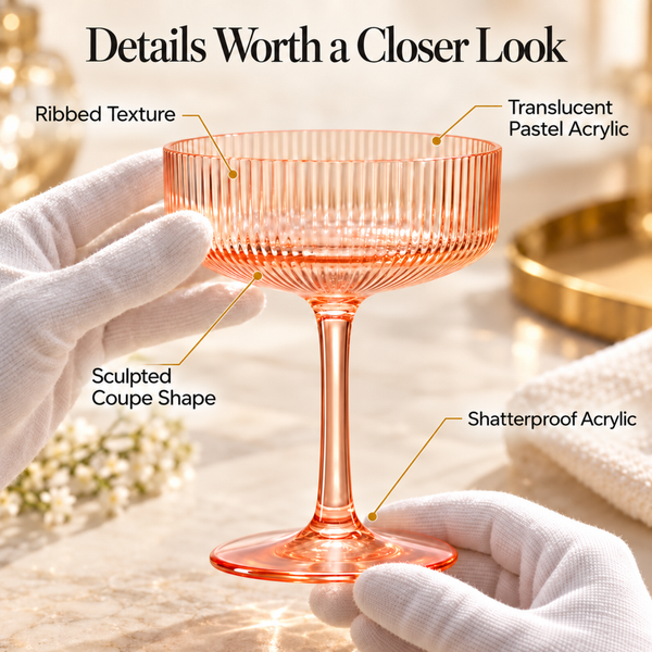 Madrid Acrylic Champagne Coupe Cocktail Glassware, Set of 8