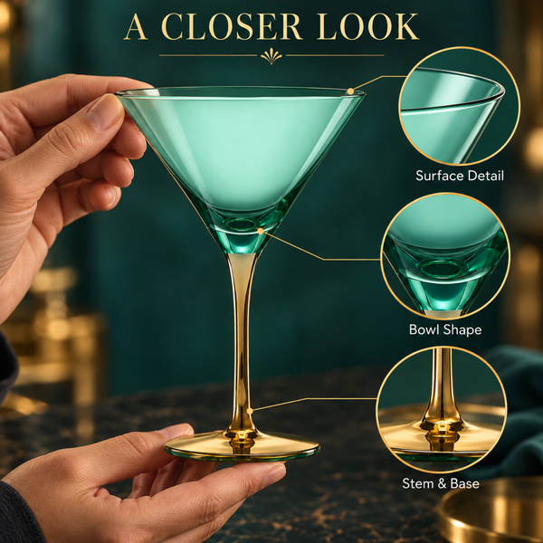 Deco Martini Cocktail Glassware, Set of 4