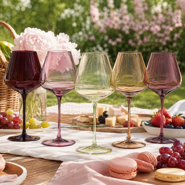 Stagioni Stemmed Wine Glassware, Set of 5, 