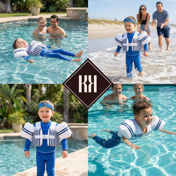 Floating Jackets with Sleeves, Single, White & Blue 1-3 Years