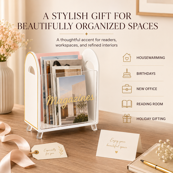 Khen Acrylic Magazine Holder with Gold Trim - 12.40