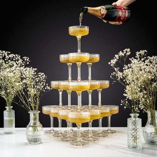 Khen Champagne Tower for Wedding & Parties | Set of 20