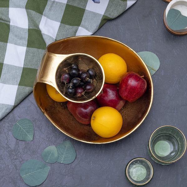 Chip and Dip Serving Bowl Gold Brass Tiered Snack, Candy & Salad Bowl Decorative Centerpiece Serving Platter for Nuts, Chip and Dip, Salsas, Food Tray, Serveware Home Decor Gift Entertaining 1PC