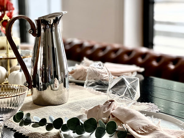 Stainless Steel Silver Water Pitcher Carafe with Leather Handle 10