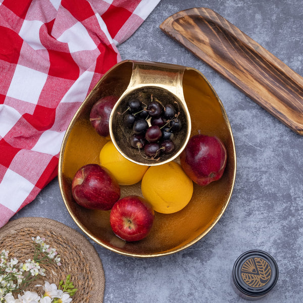 Chip and Dip Serving Bowl Gold Brass Tiered Snack, Candy & Salad Bowl Decorative Centerpiece Serving Platter for Nuts, Chip and Dip, Salsas, Food Tray, Serveware Home Decor Gift Entertaining 1PC